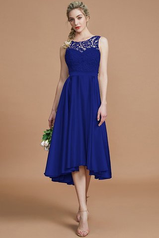Robe demoiselle d'honneur naturel col en bateau de princesse de lotus a-ligne - photo 30