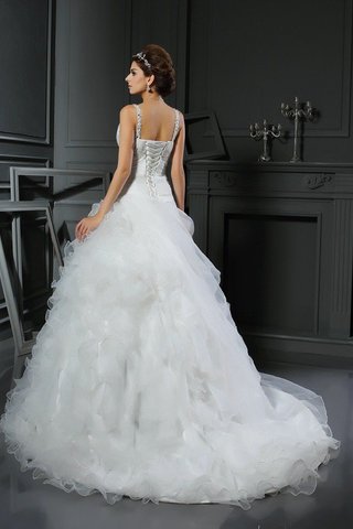 Robe de mariée longue avec lacets v encolure de tour de ceinture en haute en organza - photo 2