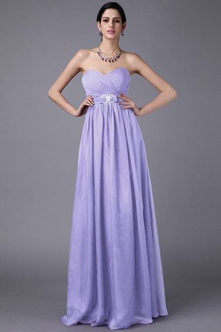 Robe demoiselle d'honneur longue naturel en chiffon jusqu'au sol avec perle - photo 17