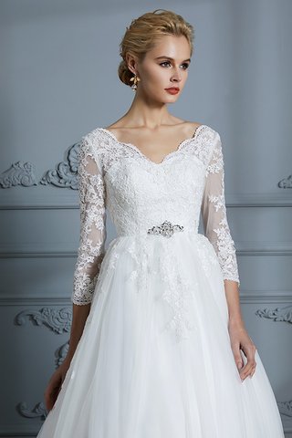 Robe de mariée de mode de bal avec manche 3/4 de traîne moyenne v encolure incroyable - photo 7