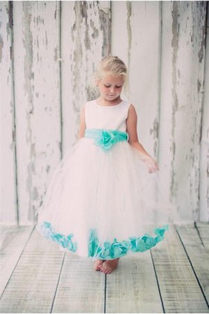 Robe de cortège enfant naturel plissé avec fleurs textile en tulle de lotus - photo 1