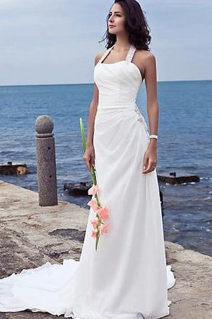 Robe de mariée naturel de traîne moyenne avec perle dénudé avec chiffon - photo 2
