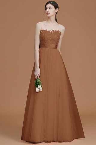 Robe demoiselle d'honneur naturel manche nulle fermeutre eclair col en bateau en tulle - photo 8