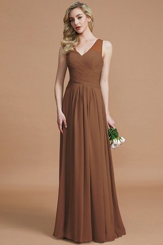 Robe demoiselle d'honneur naturel a-ligne avec sans manches avec chiffon v encolure - photo 9