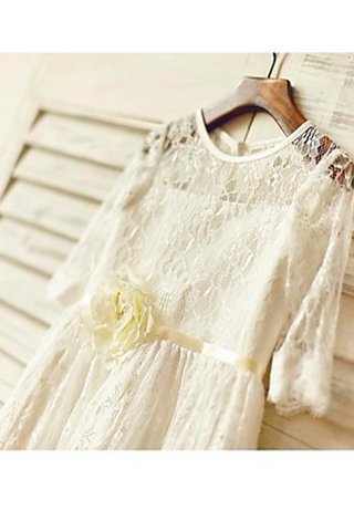 Robe de cortège enfant naturel avec zip encolure ronde avec décoration dentelle ligne a - photo 4