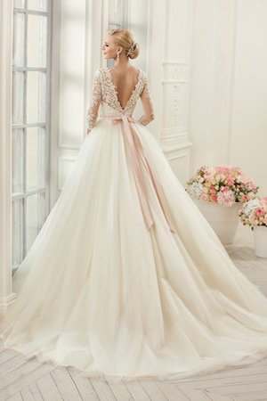 Robe de mariée luxueux ceinture en tulle col en bateau de traîne mi-longue - photo 2