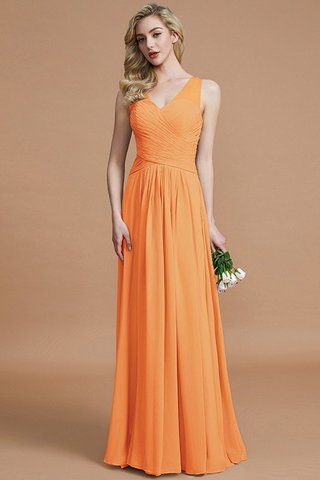 Robe demoiselle d'honneur naturel a-ligne avec sans manches avec chiffon v encolure - photo 25