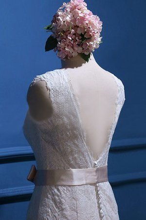 Robe de mariée naturel manche nulle avec ruban ceinture de sirène - photo 2