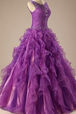 Robe de quinceanera naturel avec sans manches de mode de bal avec perle en satin - photo 2