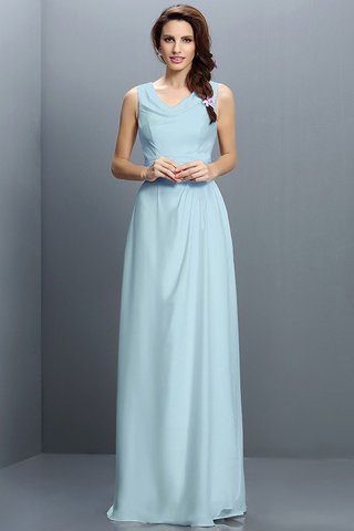 Robe demoiselle d'honneur longue en chiffon jusqu'au sol v encolure fermeutre eclair - photo 18