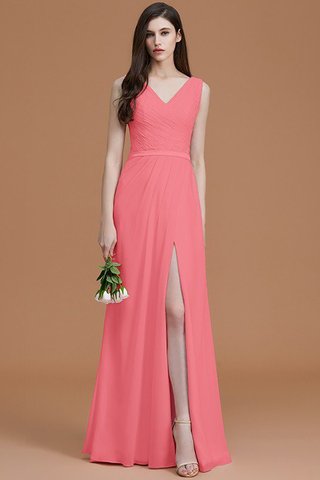 Robe demoiselle d'honneur avec chiffon de col en v de princesse ligne a ruché - photo 34