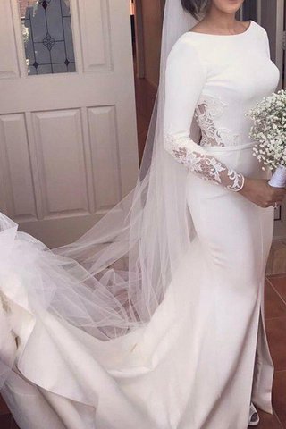 Robe de mariée rêveur de traîne moyenne de sirène avec décoration dentelle naturel - photo 1