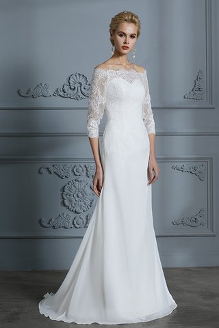 Robe de mariée avec manche 1/2 epaule nue onirique de sirène naturel - photo 3