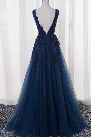 Robe de bal delicat en tulle jusqu'au sol de col en v avec perle - photo 2