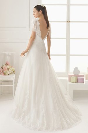 Robe de mariée majestueux longue sans dos jusqu'au sol avec manche courte - photo 2