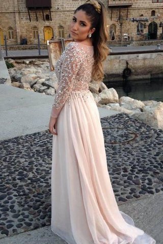 Robe de soirée naturel de princesse avec manche longue en grandes tailles col en bateau - photo 2