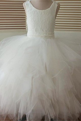 Robe de cortège enfant naturel manche nulle encolure ronde en organza avec fleurs - photo 2