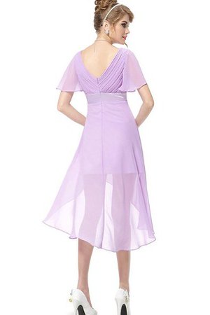 Robe de cocktail bref plissage de col en v asymétrique avec chiffon - photo 2