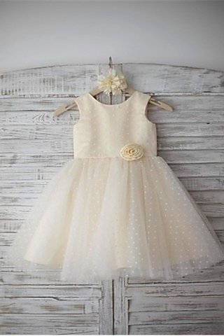 Robe de cortège enfant naturel ligne a avec fleurs avec sans manches textile en tulle - photo 2