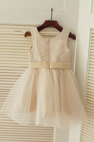 Robe de cortège enfant naturel ceinture fermeutre eclair textile en tulle de princesse - photo 2
