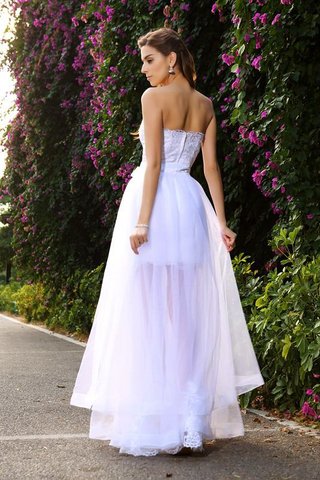 Robe de mariée longue longueur au niveau de sol appliques de col en cœur avec zip - photo 2