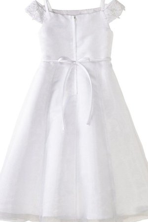 Robe de cortège enfant a-ligne d'epaule ajourée manche nulle en taffetas appliques - photo 2