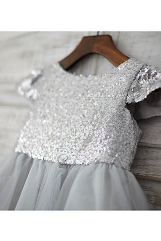 Robe de cortège enfant en tissu pailleté avec fleurs en tulle ligne a avec zip - photo 4