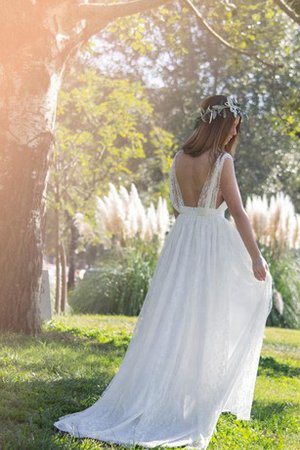 Robe de mariée plissé col en v foncé de col en v de traîne courte ligne a - photo 1