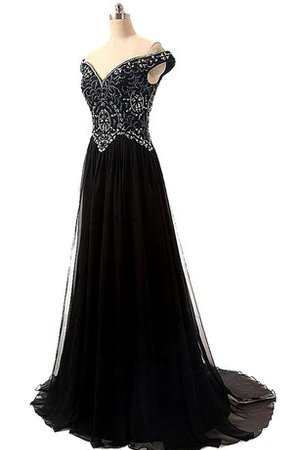 Robe de bal facile brillant ligne a avec manche épeules enveloppants avec perle - photo 1