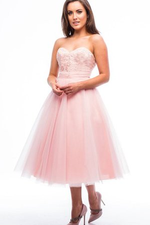 Robe demoiselle d'honneur simple romantique en tulle avec zip col en forme de cœur - photo 1