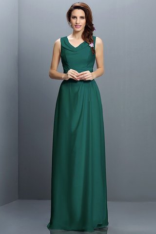 Robe demoiselle d'honneur longue en chiffon jusqu'au sol v encolure fermeutre eclair - photo 9