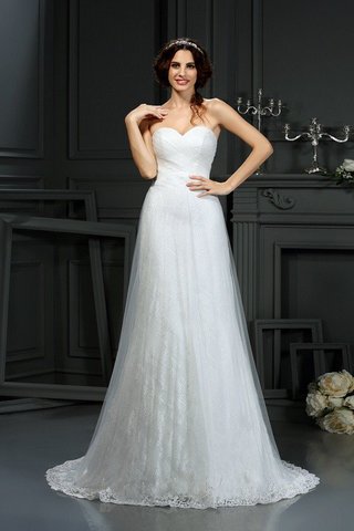 Robe de mariée longue naturel avec zip avec fronce de princesse - photo 1