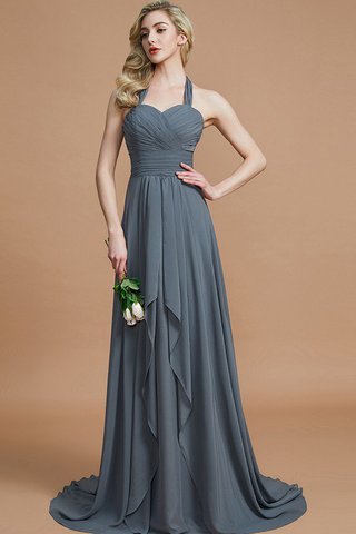 Robe demoiselle d'honneur naturel avec sans manches ligne a en chiffon de dos nu - photo 2