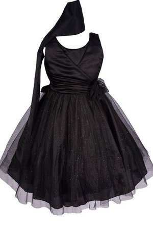 Robe de cortège enfant plissage en tulle encolure ronde avec fleurs avec sans manches - photo 1