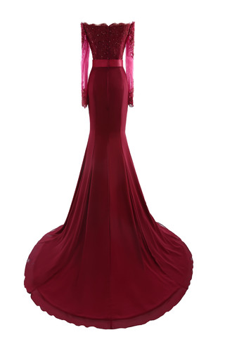 Robe de soirée chic en satin tissé élastique couverture de moitie avec zip de bustier - photo 6