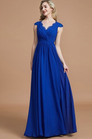 Robe demoiselle d'honneur avec chiffon de col en v de princesse manche nulle ruché - photo 4