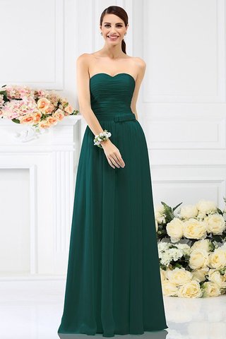 Robe demoiselle d'honneur avec fronce avec fleurs en chiffon de princesse manche nulle - photo 9