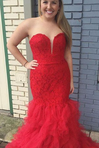 Robe de bal avec zip lache de sirène avec sans manches textile en tulle - photo 1