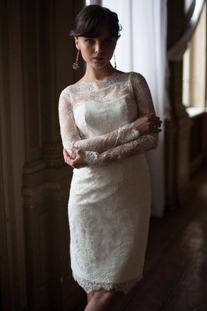 Robe de mariée simple festonné de fourreau de col haut avec manche longue - photo 1