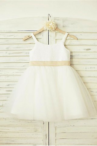 Robe de cortège enfant naturel fermeutre eclair de princesse a-ligne avec fleurs - photo 2