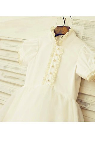 Robe de cortège enfant en tulle avec fleurs a-ligne de col haut de princesse - photo 4