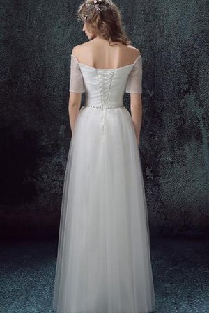 Robe de mariée romantique avec décoration dentelle cordon longueur au ras du sol ruché - photo 2