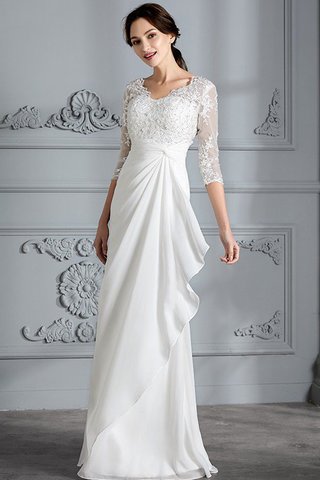 Robe de mariée en chiffon jusqu'au sol avec manche 3/4 v encolure de fourreau - photo 6