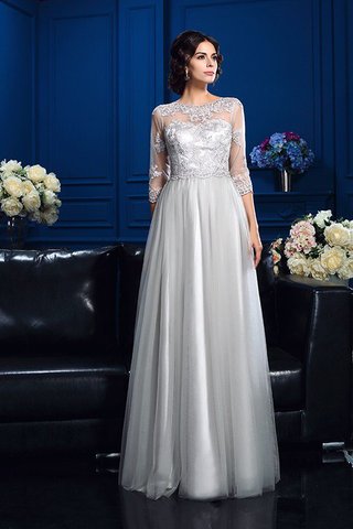 Robe mère de mariée longue encolure ronde jusqu'au sol fermeutre eclair appliques - photo 5