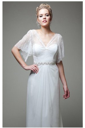 Robe de mariée naturel avec perle avec décoration dentelle ligne a en plage - photo 1