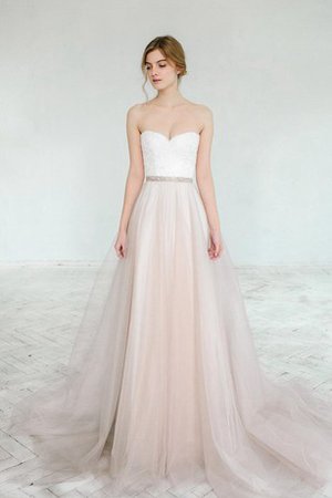 Robe de mariée a-ligne de bustier de traîne moyenne avec ruban avec perle - photo 1