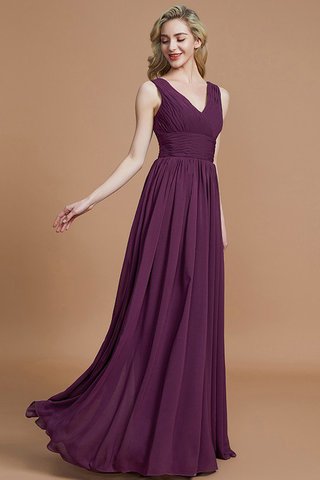 Robe demoiselle d'honneur avec chiffon ligne a v encolure manche nulle de princesse - photo 5