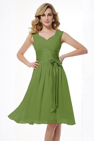 Robe demoiselle d'honneur plissage courte a-ligne en chiffon larges bretelles - photo 12