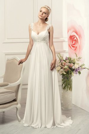 Robe de mariée longue a-ligne cordon avec perle ruché - photo 1