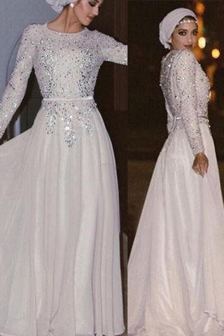 Robe de bal fermeutre eclair en chiffon avec cristal ligne a merveilleux - photo 2